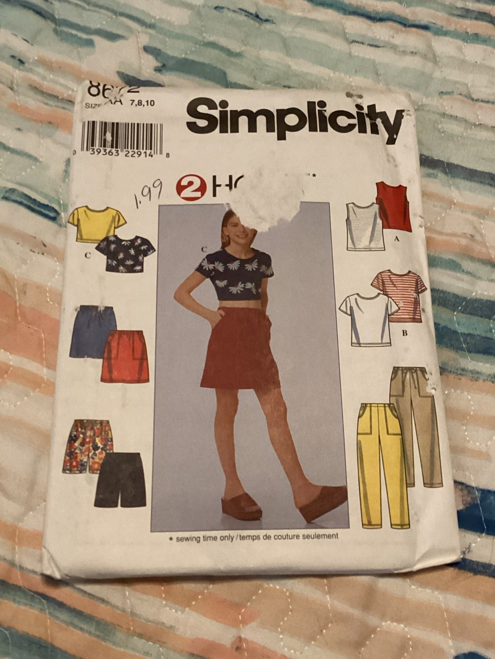 Girls Pants,shorts,skirt, Knit Top 8672 Uncut Simplicity Sewing Pattern Sz 7-10
